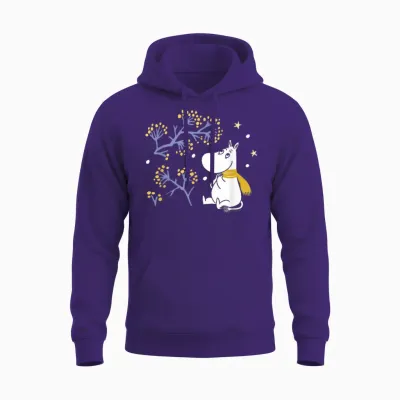 Moomin Moomintroll Look the Snow Winter T-Shirt, Black, S Unisex Hoodie - Purple
