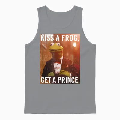 The Muppets Kermit Kiss a Frog T-Shirt, White, S Unisex Tank Top - Sport Grey