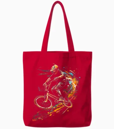 Freestyle Bmx Graffiti T-Shirt - Unisex Erwachsene - Schwarz - Klein - V-Ausschnitt Mit Halbarm Tote Bags - Red