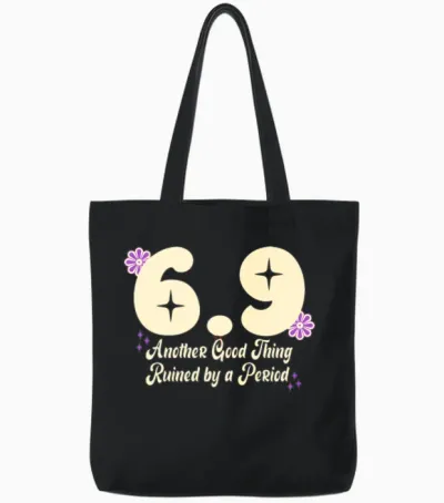 Funny 69 T-Shirt, Inappropriate Adult Humor Retro Tote Bags - Black