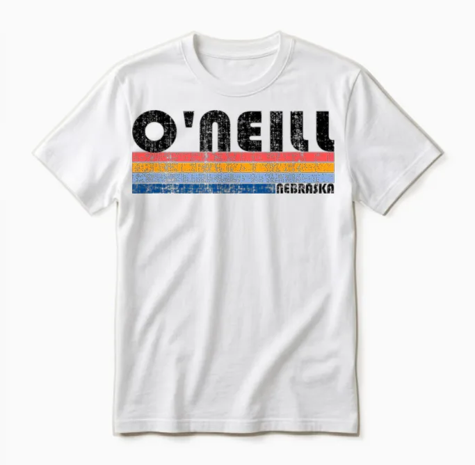 Vintage 70s 80s Style O'neill, Ne T-Shirt, Gray Unisex T-Shirt in White