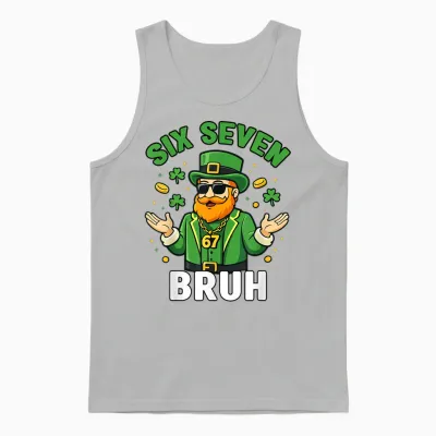 Six Seven 67 St Patricks Day 6 7 Bruh Boys Kids 6-7 Meme Unisex Tank Top - Ash