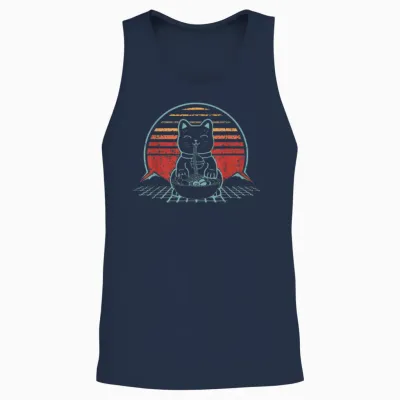 Japan Ramen Katze Unisex Tank Top - Navy