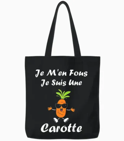 Funny Carrots Funny Je M'en Fous Je Suis Une Carrot T-Shirt, Black, S Tote Bags - Black