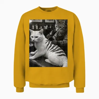 Retro Cats Tattoo Dark Humour Cat Gets Inked Unisex Sweatshirt - Gold