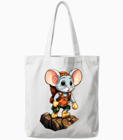 Mice Mountaineer / Hiking Mouse Tote Bags - White