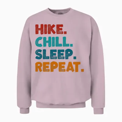 Hike Chill Sleep Repeat Unisex Sweatshirt - Light Pink