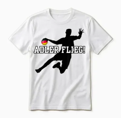 Adler Flieg Handball Fan Outfit T-Shirt, Gray Unisex T-Shirt - White