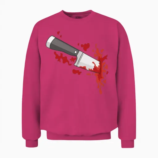 Knife in the Back Halloween Murder Knife in Back Unisex Sweatshirt in Heliconia