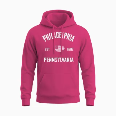 Philadelphia T-Shirt, Herren, Unisex-Erwachsene, Schwarz, S, Kurzarm, Klassisch, V-Ausschnitt Unisex Hoodie - Heliconia