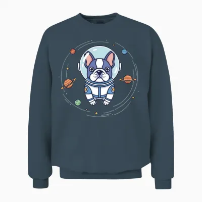 Cosmic Pup in Space Suit Unisex Sweatshirt - Dark Heather