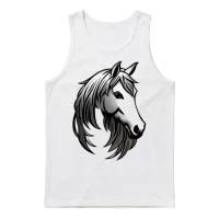 Horse Head — Lovers Unisex Tank Top - White – 1