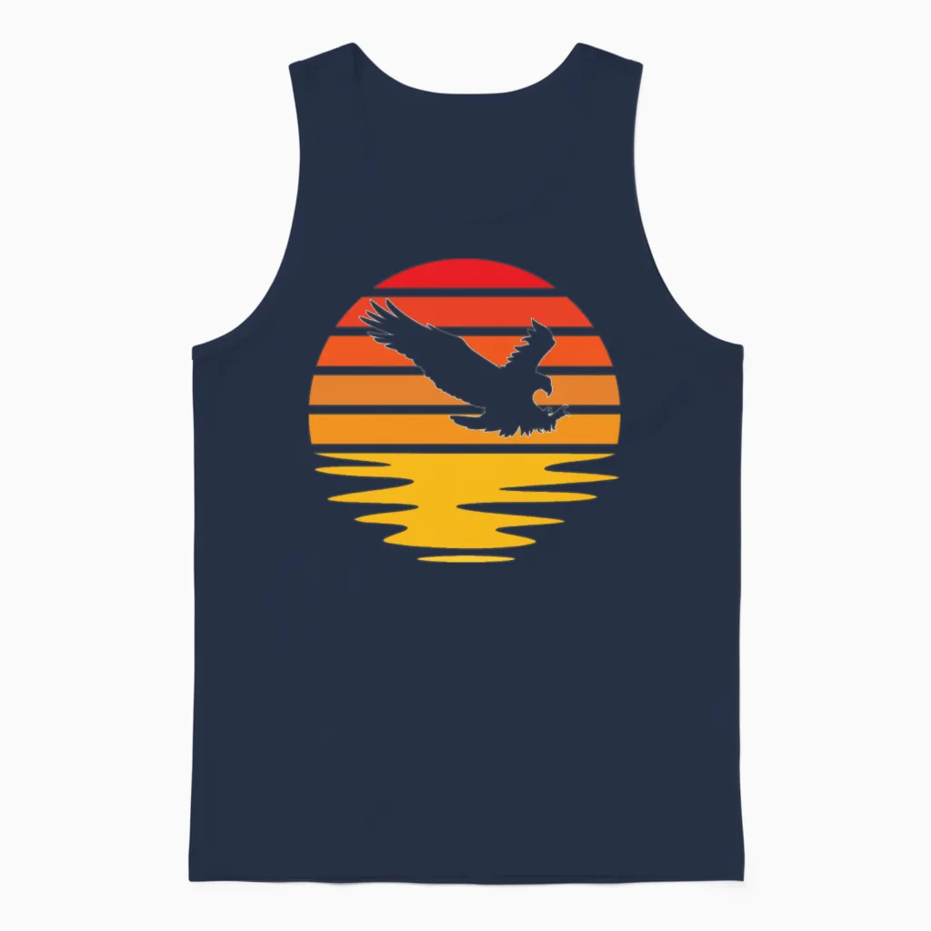 Eagle Retro Wildlife Gift Unisex Tank Top in Navy
