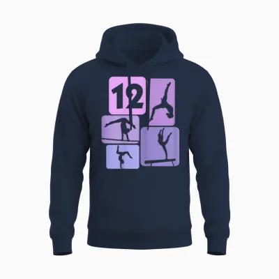 12th Birthday Girl Gymnastic Dancer 12 Years Gymnastics T-Shirt, Black Unisex Hoodie - Navy