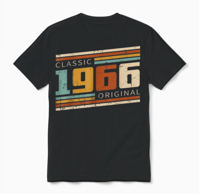 Original 1966 Vintage Gift 60th Birthday Man Woman Unisex T-Shirt in Black