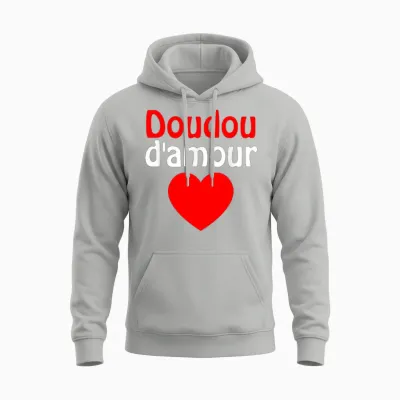 Love Doudou Humour Valentine's Day Idea for Couples T-Shirt, Black, S Unisex Hoodie - Ash