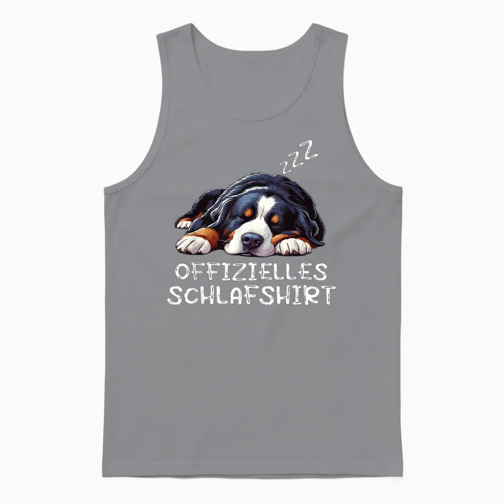 Official Sleep Shirt Bernese Mountain Dog Dog Unisex Tank Top in Sport Grey