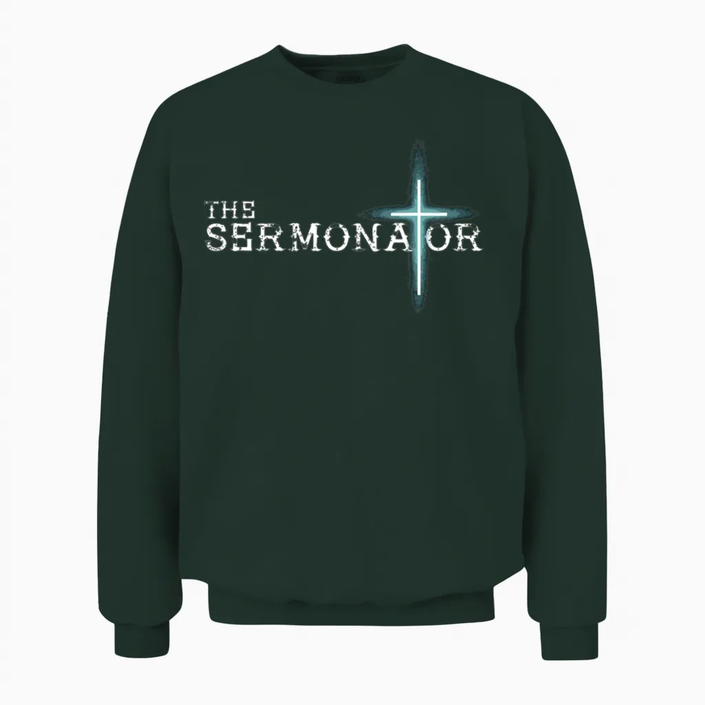 The Sermonator Pastor Appreciation Christian Cross Unisex Sweatshirt in Forest