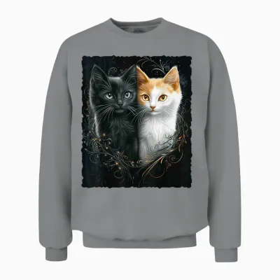 Süße Magische Katze Kätzchen Kitten Fantasy Kunst Unisex Sweatshirt - Sport Grey