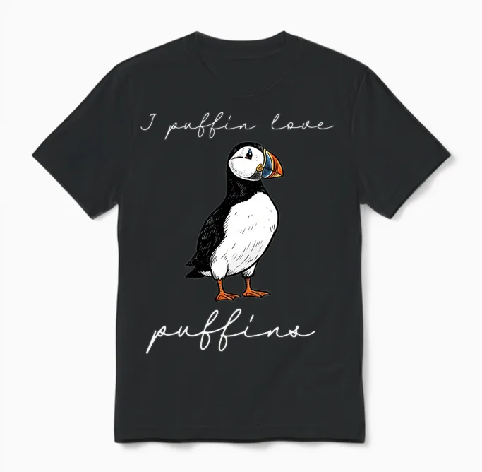 I Puffin Love Puffins Citation D'oiseau De Rivage Humoristique Manche Longue Unisex T-Shirt in Black