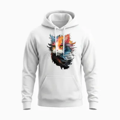 Persian Cat Masterful Animal Painting Unisex Hoodie - White
