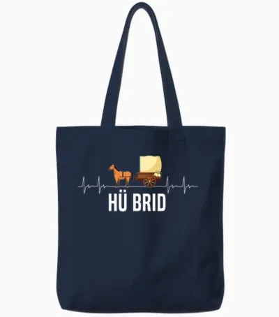 Hü Brid Pferd Kutsche Hybrid Reiten Lustig Herzschlag Tote Bags - Navy