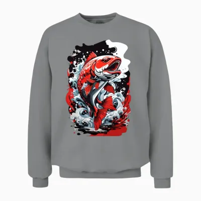 Fanny, Beautiful Red Fish Design .cool Fish Design Unisex Sweatshirt - Sport Grey
