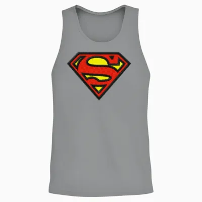 Superman Small Logo S-Shield Embroidery Unisex Tank Top - Sport Grey