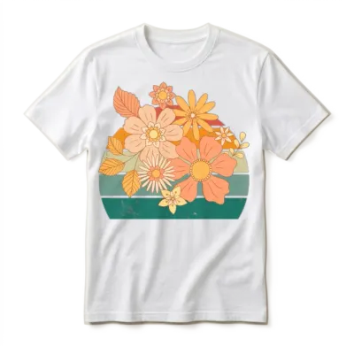 Retro Flowers Unisex T-Shirt - White