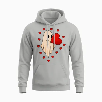 Heartbound Ghost Embrace Unisex Hoodie - Ash