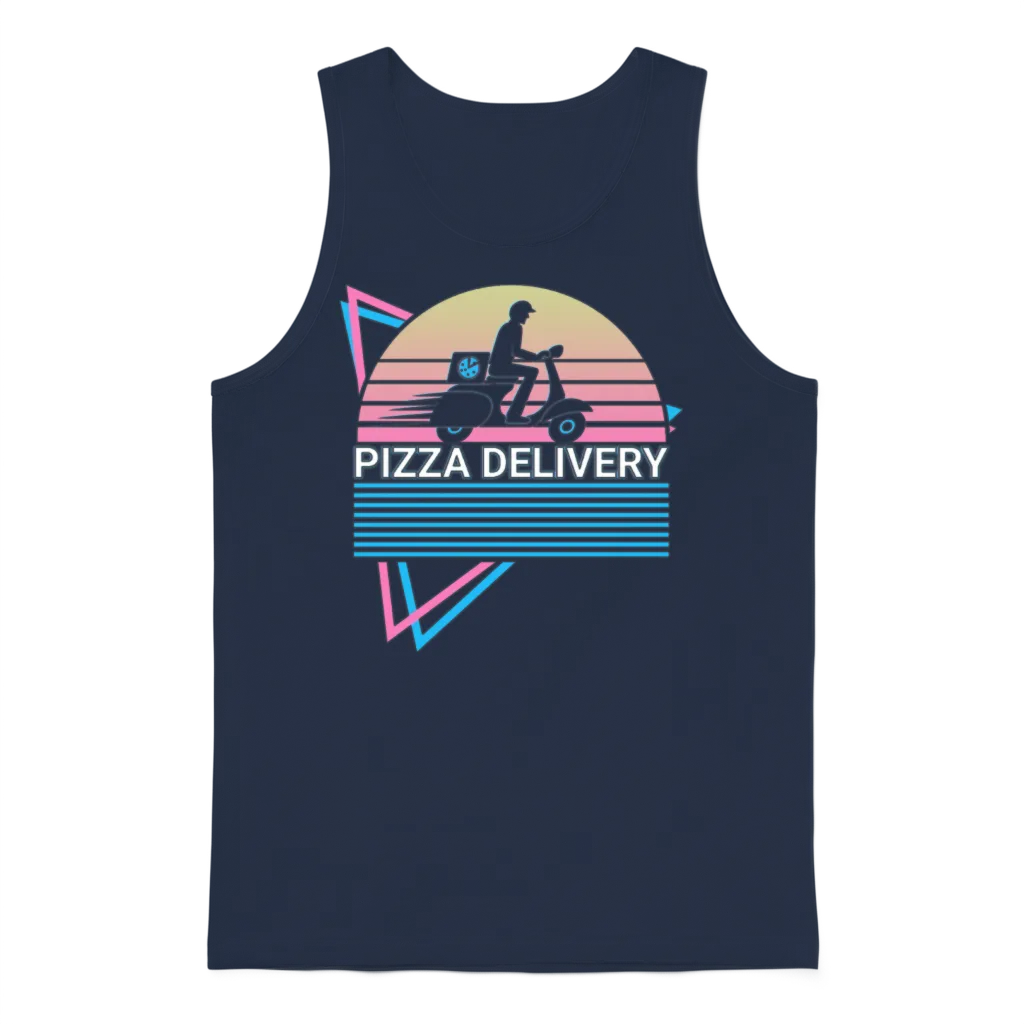 Pizza Delivery Retro Unisex Tank Top - Navy