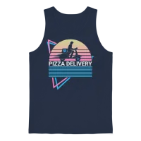Pizza Delivery Retro Unisex Tank Top - Navy – 1