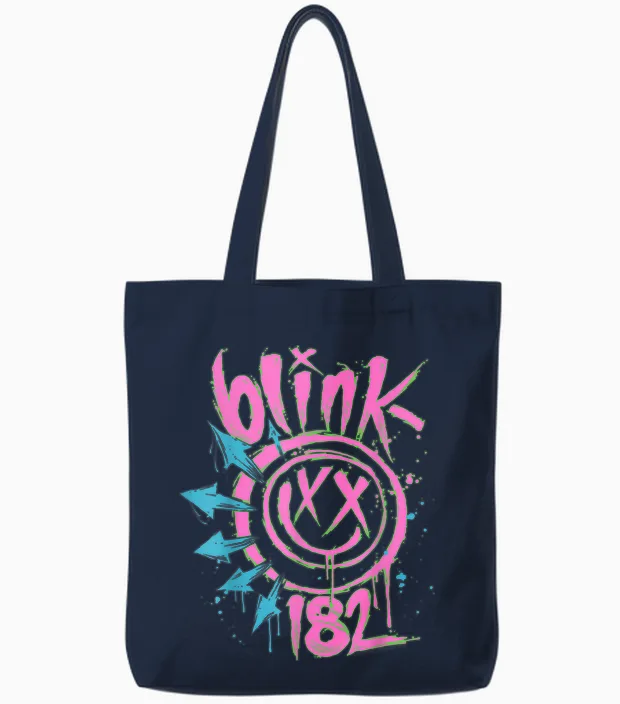 Blink 182 Neon Rock Music Band Tote Bags in Navy