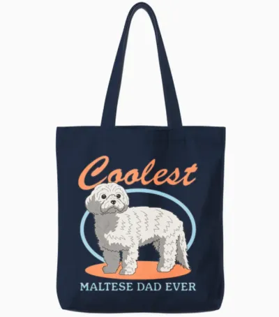 Maltese Dad Dog Owner Dogs Malteses Tote Bags - Navy