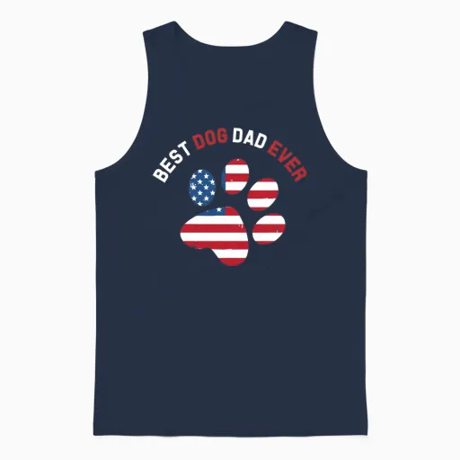 Patriotic Dog Dad Paw Design Unisex Tank Top in Navy
