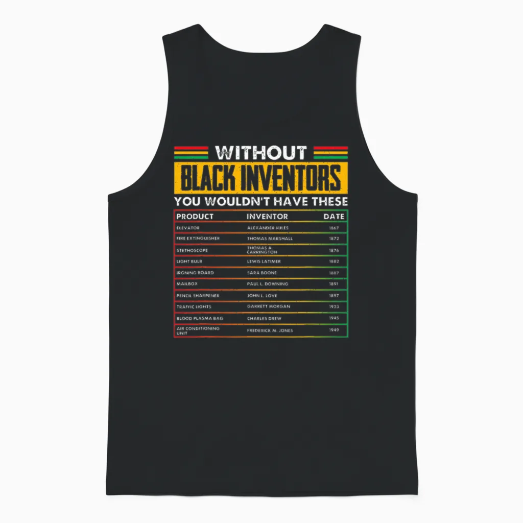 History of Forgotten Black Inventors Black History Unisex Tank Top in Black