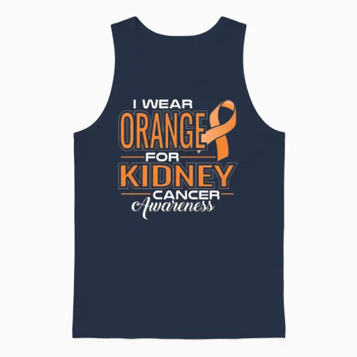 I Wear Orange for Kidney Cancer Awareness Unisex Tank Top in Navy