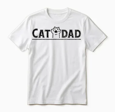 Worlds Best Cat Dad Ever Vintage Cat Dad Father Day Men Unisex T-Shirt - White