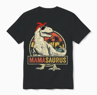 Family Saurus Shirts Store Mamasaurus T Rex Dinosaur Funny Mother's Day Gifts Mom Mommy Unisex Adult Classic Fit Black Short Sleeve Unisex T-Shirt - Black