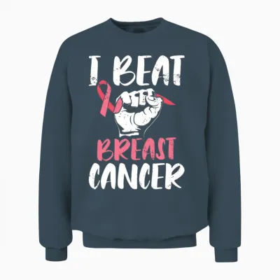 I Beat Breast Cancer Survivor Breast Cancer Unisex Sweatshirt - Dark Heather