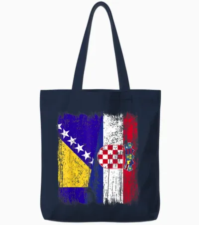 Bosnien Und Herzegowina Kroatien Halbflagge Tote Bags - Navy