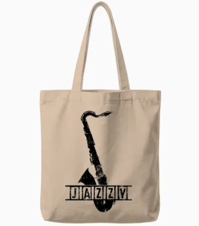 Jazz Saxophone Retro Tote Bags - Natural