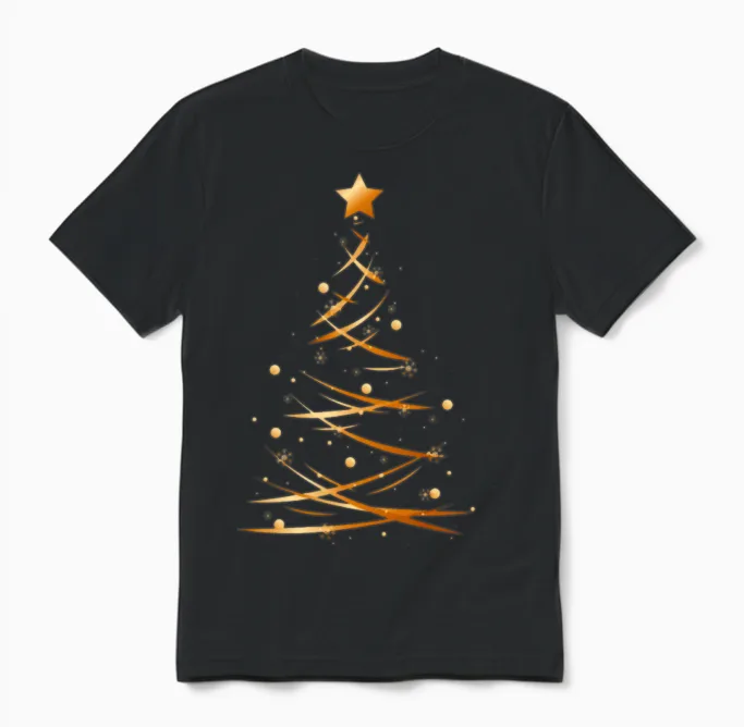 Christmas Fir Tree Unisex T-Shirt in Black