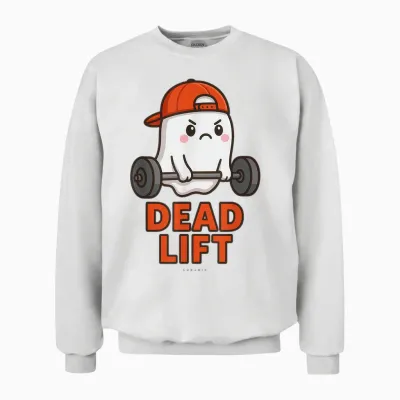 T-Shirt Ghost Deadlift Funny Sport Humour Fitness Unisex Sweatshirt - White