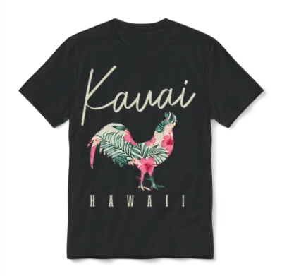Kauai Chicken Hawaii Hibiscus Hawaiian Islands Sou Unisex T-Shirt - Black