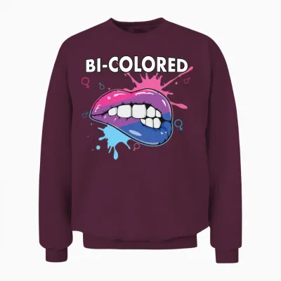 Bi-Colored Bisexual Rainbow Pride Bisexuality Lgbt Unisex Sweatshirt - Maroon