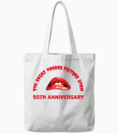 The Rocky Horror Picture Show 50th Anniversary Lips Logo Tote Bags - White