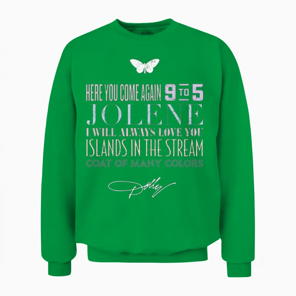 Dolly Parton Greatest Hits Unisex Sweatshirt in Irish Green