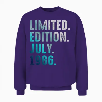 édition Limitée Juillet 1986 Retro Vintage 1986 Unisex Sweatshirt - Purple