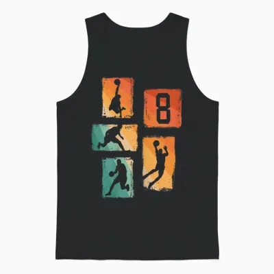 8. Geburtstag Basketball Spieler 8. Jahre Jungs Retro Unisex Tank Top - Black